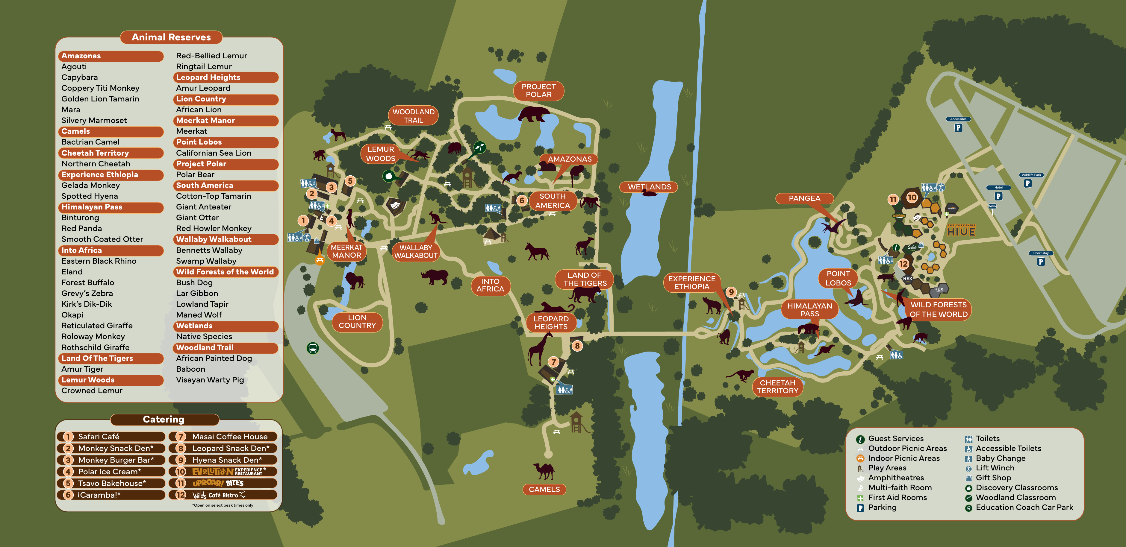 Yorkshire Wildlife Park resort map. April 2026.